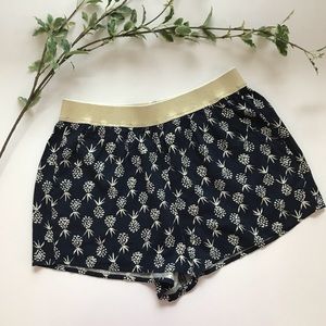 Aerie Blue Pineapple Soft Shorts with Gold Band